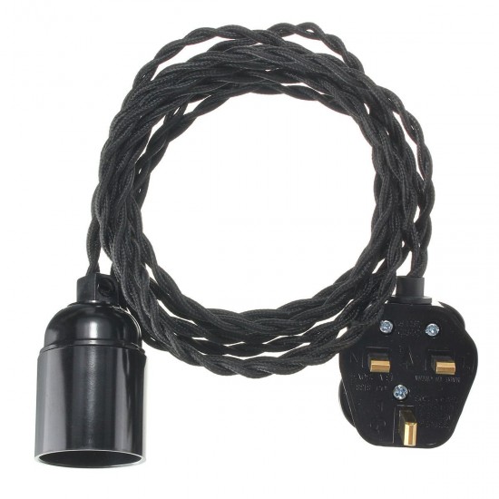 4M E27 Vintage Twisted Fabric Cable UK Plug In Pendant Lamp Light Bulb Holder Socket 4M E27 Vintage Twisted Fabric Cable UK Plug In Pendant Lamp Light Bulb Holder Socket