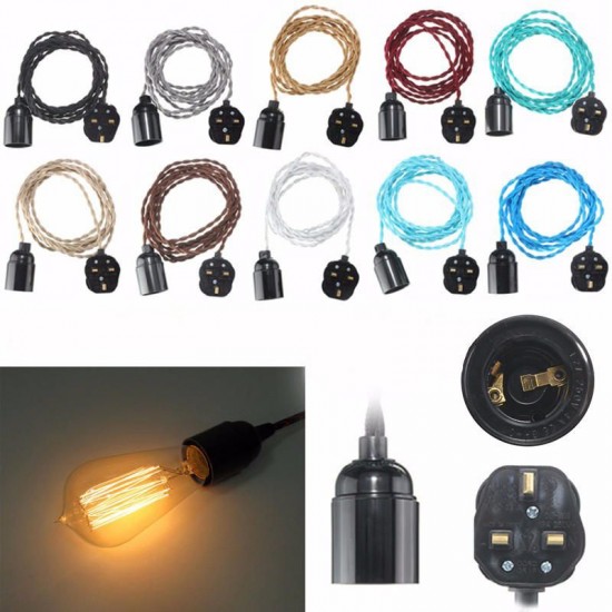 4M E27 Vintage Twisted Fabric Cable UK Plug In Pendant Lamp Light Bulb Holder Socket 4M E27 Vintage Twisted Fabric Cable UK Plug In Pendant Lamp Light Bulb Holder Socket