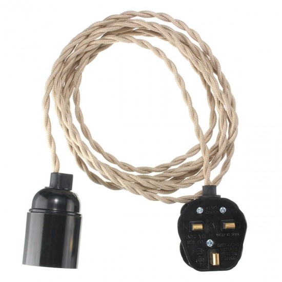 4M E27 Vintage Twisted Fabric Cable UK Plug In Pendant Lamp Light Bulb Holder Socket 4M E27 Vintage Twisted Fabric Cable UK Plug In Pendant Lamp Light Bulb Holder Socket