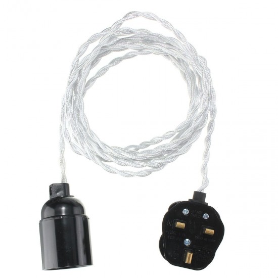 4M E27 Vintage Twisted Fabric Cable UK Plug In Pendant Lamp Light Bulb Holder Socket 4M E27 Vintage Twisted Fabric Cable UK Plug In Pendant Lamp Light Bulb Holder Socket