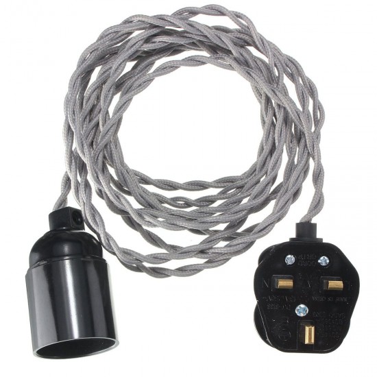 4M E27 Vintage Twisted Fabric Cable UK Plug In Pendant Lamp Light Bulb Holder Socket 4M E27 Vintage Twisted Fabric Cable UK Plug In Pendant Lamp Light Bulb Holder Socket
