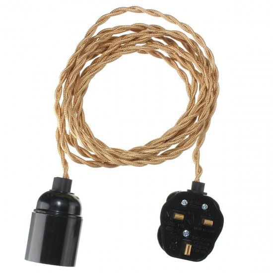 4M E27 Vintage Twisted Fabric Cable UK Plug In Pendant Lamp Light Bulb Holder Socket 4M E27 Vintage Twisted Fabric Cable UK Plug In Pendant Lamp Light Bulb Holder Socket