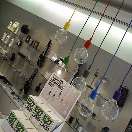 Colorful E27/E26 Silicone Ceiling Lamp Holder Light Socket Customize Rope Cord