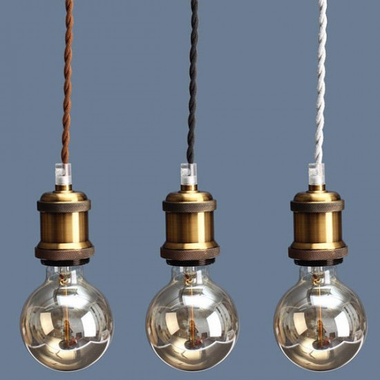 E26/E27 Retro Edison Copper Ceiling Pendent Light Base Bulb Cord Grip Holder Socket AC 110V-220V