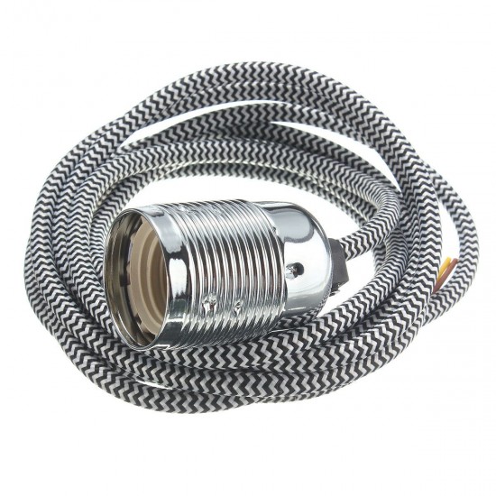 E27 2M Premium Fabric Flexible Cable Pendant Lamp Light Bulb Holder E27 2M Premium Fabric Flexible Cable Pendant Lamp Light Bulb Holder