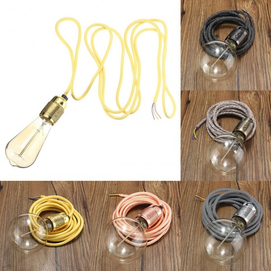 E27 2M Premium Fabric Flexible Cable Pendant Lamp Light Bulb Holder E27 2M Premium Fabric Flexible Cable Pendant Lamp Light Bulb Holder