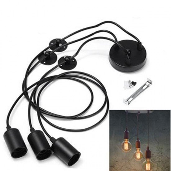 E27 3 Heads Vintage Industrial Edison Ceiling Lamp Chandelier Pendant Light Holder E27 3 Heads Vintage Industrial Edison Ceiling Lamp Chandelier Pendant Light Holder