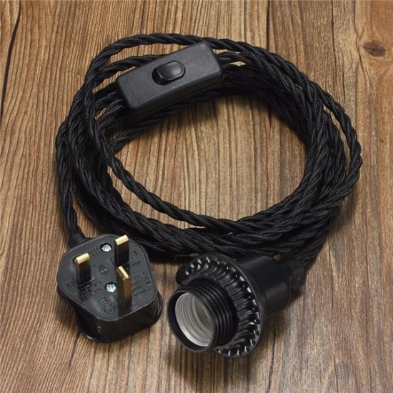 E27 3M Vintage Fabric Flex Cable Plug In Pendant Lamp Light Socket Holder Bulb E27 3M Vintage Fabric Flex Cable Plug In Pendant Lamp Light Socket Holder Bulb