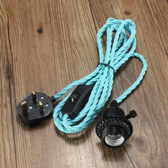 E27 3M Vintage Fabric Flex Cable Plug In Pendant Lamp Light Socket Holder Bulb E27 3M Vintage Fabric Flex Cable Plug In Pendant Lamp Light Socket Holder Bulb