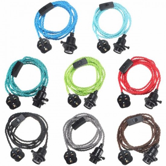 E27 3M Vintage Fabric Flex Cable Plug In Pendant Lamp Light Socket Holder Bulb E27 3M Vintage Fabric Flex Cable Plug In Pendant Lamp Light Socket Holder Bulb