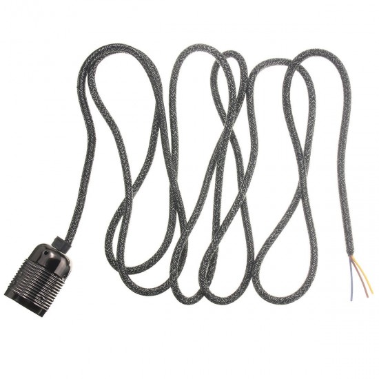 E27 3M Wire Vintage Fabric Flex Cable Pendant Light Bulb Adapter Lamp Holder Socket