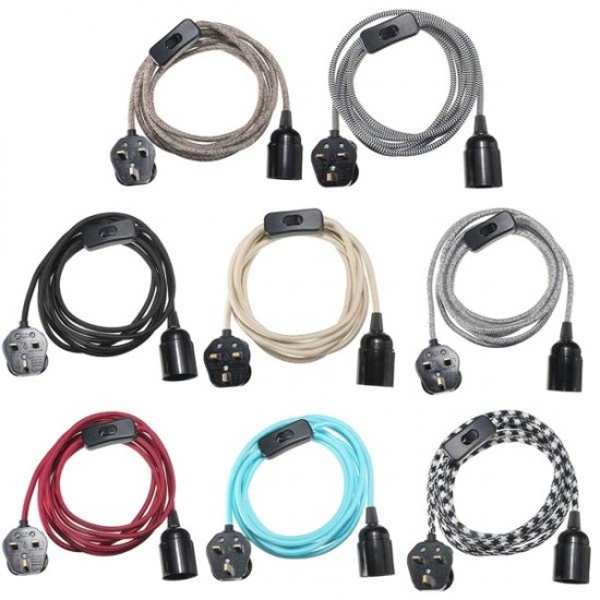 E27 4M Fabric Cable UK Plug In Pendant Lamp Light Set Fitting Vintage Bulb Holder Socket E27 4M Fabric Cable UK Plug In Pendant Lamp Light Set Fitting Vintage Bulb Holder Socket