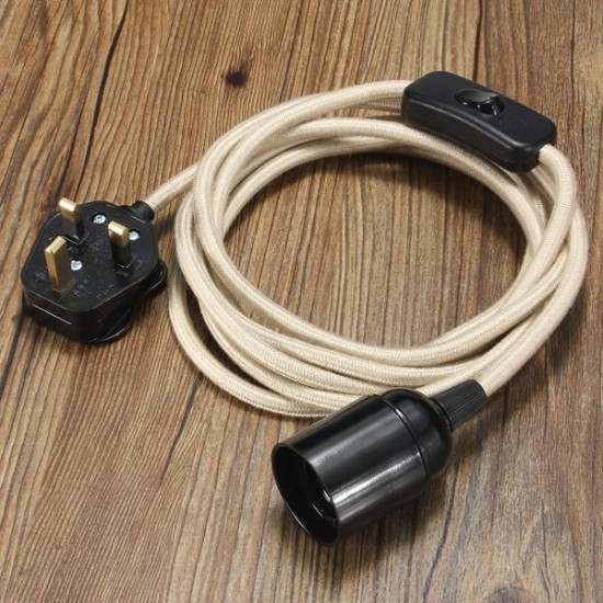 E27 4M Fabric Cable UK Plug In Pendant Lamp Light Set Fitting Vintage Bulb Holder Socket E27 4M Fabric Cable UK Plug In Pendant Lamp Light Set Fitting Vintage Bulb Holder Socket