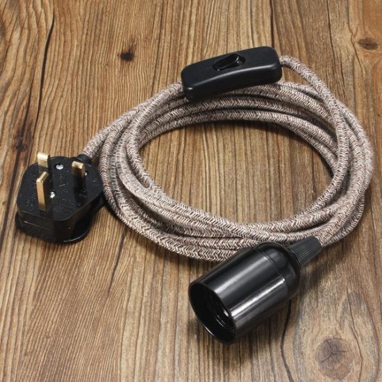 E27 4M Fabric Cable UK Plug In Pendant Lamp Light Set Fitting Vintage Bulb Holder Socket E27 4M Fabric Cable UK Plug In Pendant Lamp Light Set Fitting Vintage Bulb Holder Socket