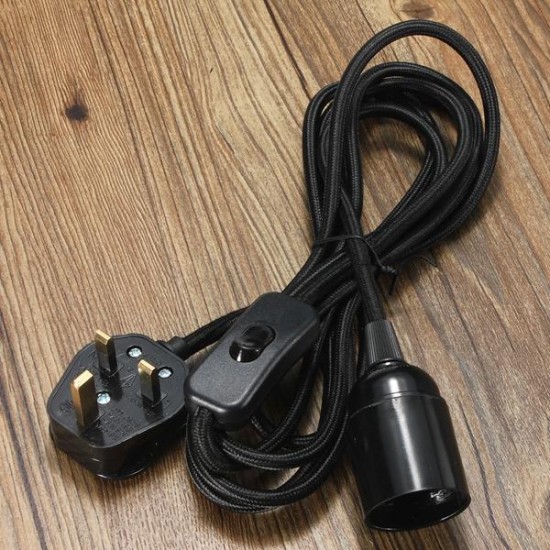 E27 4M Fabric Cable UK Plug In Pendant Lamp Light Set Fitting Vintage Bulb Holder Socket E27 4M Fabric Cable UK Plug In Pendant Lamp Light Set Fitting Vintage Bulb Holder Socket