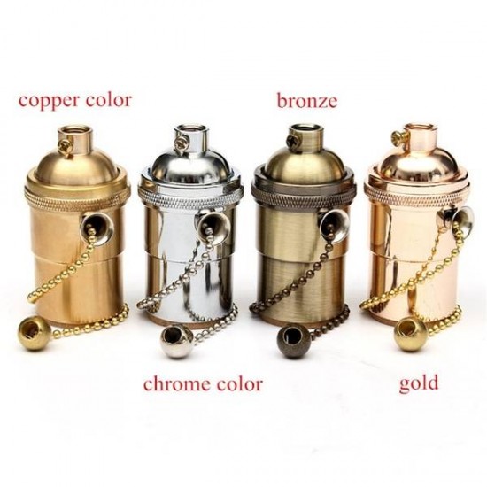 E27 Copper Socket Vintage Retro Edison Pendant Lamp Holder 110-250V