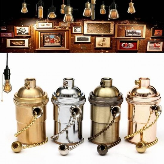 E27 Copper Socket Vintage Retro Edison Pendant Lamp Holder 110-250V
