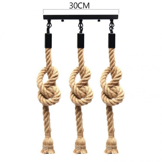 E27 Three Heads Industrial Pendant Lamp Holder Retro Vintage Edison Hemp Rope Ceiling Light AC110-220V E27 Three Heads Industrial Pendant Lamp Holder Retro Vintage Edison Hemp Rope Ceiling Light AC110-220V