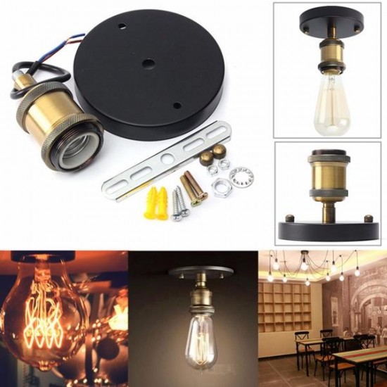 E27 Vintage Retro Industry Edison Ceiling Rose Light Holder For Rustic Wall Lamp Ignition Pear Bush