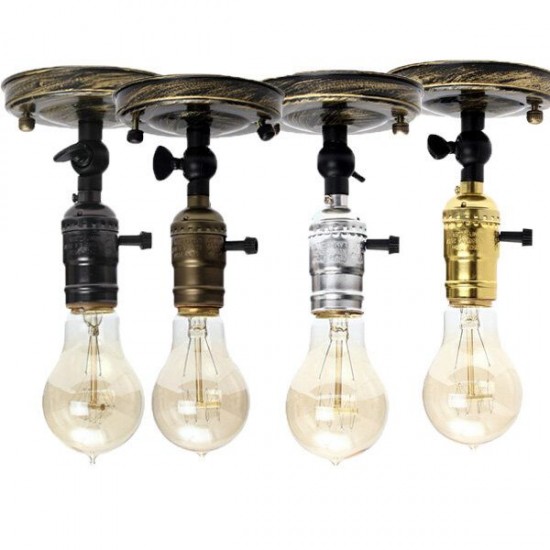 E27/E26 Edison Vintage Light Bulb Socket Silver/Golden/Green Patina/Black Holder 110-240V