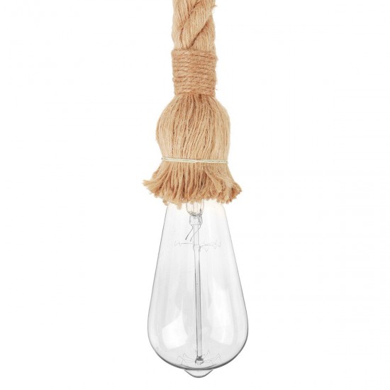 Retro E27 Hanging Lamp Base Holder Hemp Rope Pendant Light Home Restaurant Decor AC90-260V