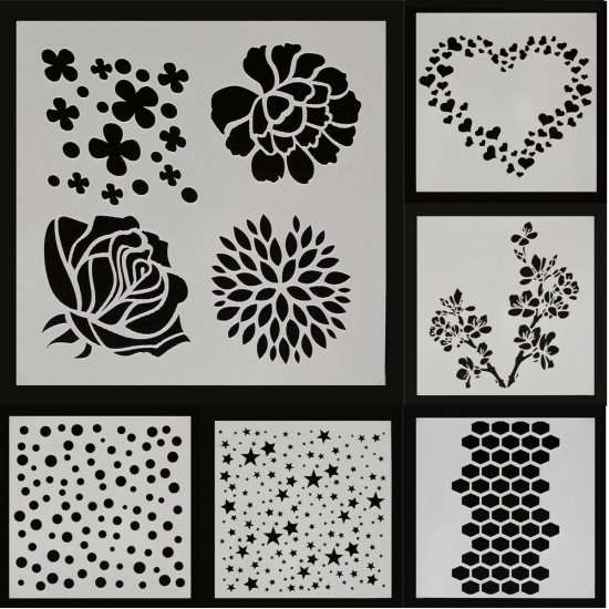 Dot Star Heart Rose Sakura Flower Painting Stencils DIY Scrapbook Photo Album Hand Craft