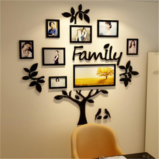 3D Family Tree Acrylic Photo Picture Collage Frame Set Wall Home Decor Xmas Gift