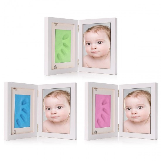 7 Inch New Born Baby Hnad Foot Print Clay Wood Photo Frame Stand Home Decor 7 Inch New Born Baby Hnad Foot Print Clay Wood Photo Frame Stand Home Decor