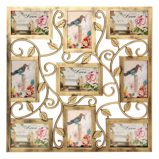 Bronze Floral Wall Hanging Collage Photo Frames Picture Display Decor Gift 6X4inch