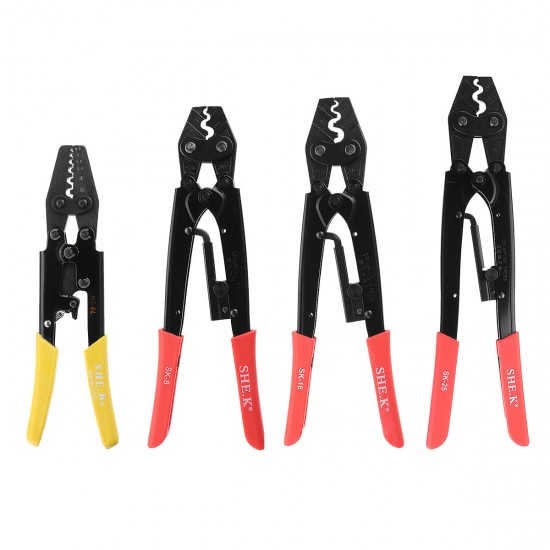 0.5-25mm² Ratchet Crimper Cable Wire Cutter Terminal Crimping Plier 4 Size