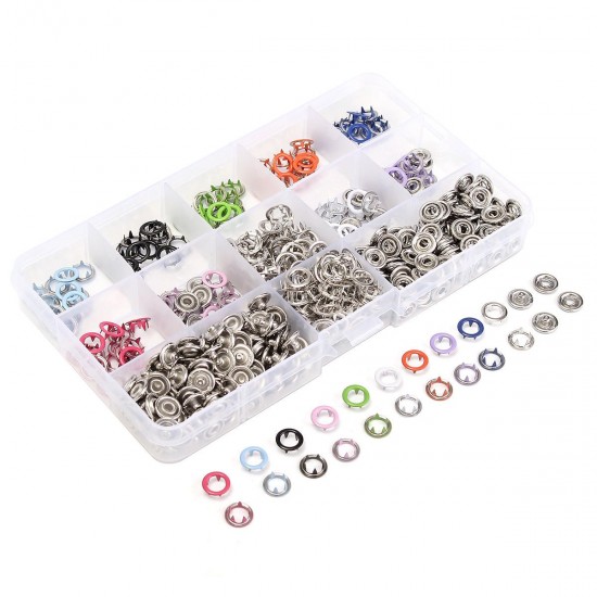 150 Sets 9.5mm 10 Colors Prong Ring Press Studs Snap Fasteners Dummy Clip Pliers