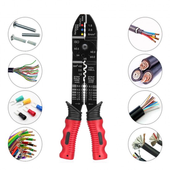 3 in 1 Multi Tool Wire Stripper Cutter Crimping Plier Suitable for Insulated & Non-insulated Termina 3 in 1 Multi Tool Wire Stripper Cutter Crimping Plier Suitable for Insulated & Non-insulated Termina
