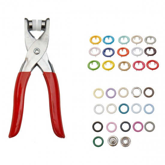 310pcs 31 Colors 9.5mm Pliers Tool Metal Buttons Prong Snap Fastener Press Studs + Plier Kit