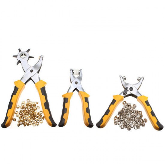 3Pcs Leather Belt Hole Punch Plier Pliers Tool Kit With 200pcs Parts