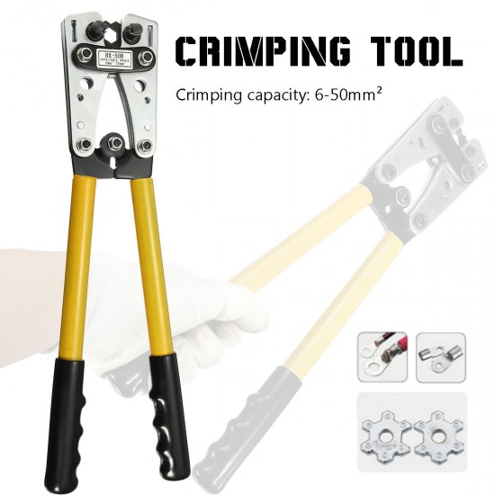 6-50 mm Crimp Tube Terminal Crimper Plier Tool Battery Cable Lugs Hex Crimping Tool Cable Terminal Plier Hand Tool T0077