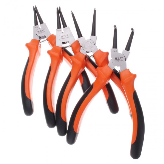 7 Inch 25mm CR-V Circlip Snap Ring Pliers Internal External Straight Bent Type Tool