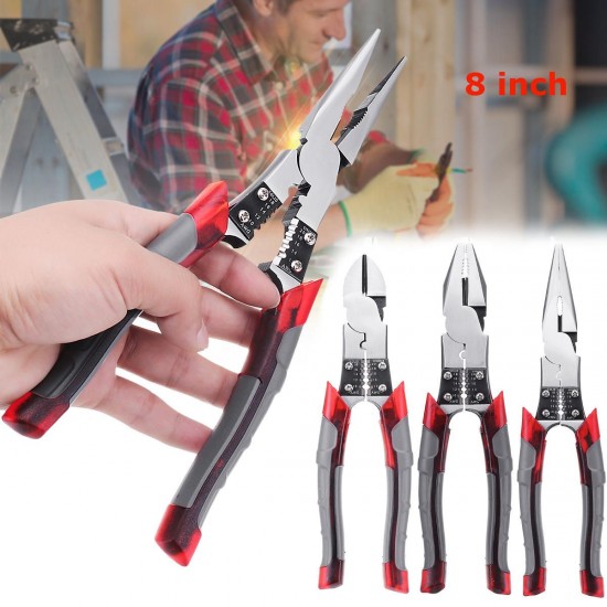 8 inch Multifunction Steel Pliers Nipper Pliers Diagonal Pliers Cutting Pliers Wire Cutters Hand Tool Repair Tool for Jewelry DIY Home Improvement