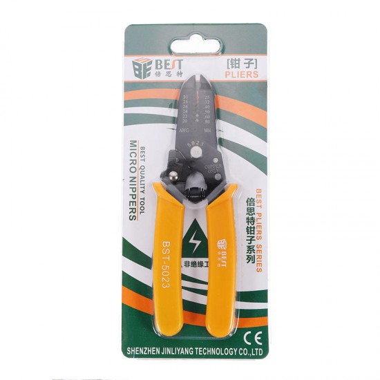 BEST-5023 20-30AWG 0.25-0.8mm Wire Stripper Plier Copper Cable Hardened Steel Plier