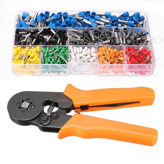 23AWG to 10AWG Self Adjusting Ratcheting Ferrule Crimper Plier Tool with 800pcs Connector Terminal