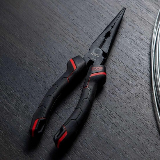 DL0104 Capable Needle-Nose Pliers Non-Slip Diagonal Long Nose Pliers Needle Pliers Electrical Wire Chrome Vanadium Black Red Bent Hand Tool from