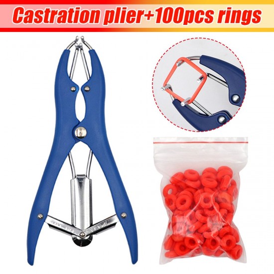 Elastrator Plastic Castration Pliers Tail Docking Dogs Pigs Livestock +100 Bands