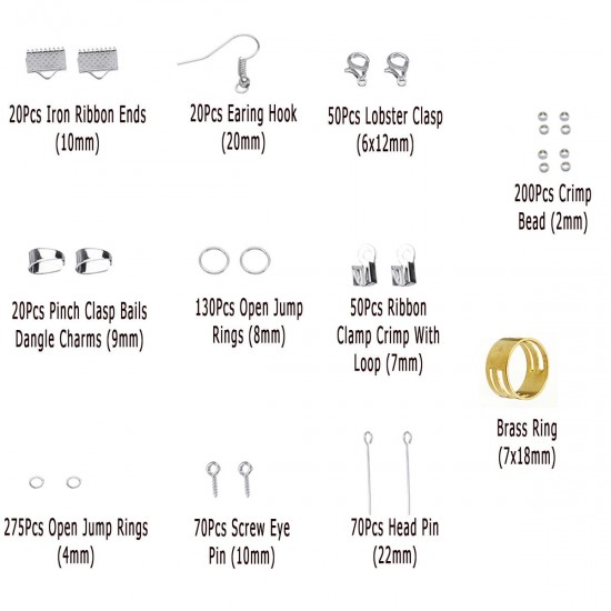 Jewelry Making DIY Handmade Kit With Jump Rings Lobster Clasp Pliers Repair Tool Jewelry Making DIY Handmade Kit With Jump Rings Lobster Clasp Pliers Repair Tool