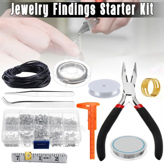 Jewelry Making DIY Handmade Kit With Jump Rings Lobster Clasp Pliers Repair Tool Jewelry Making DIY Handmade Kit With Jump Rings Lobster Clasp Pliers Repair Tool