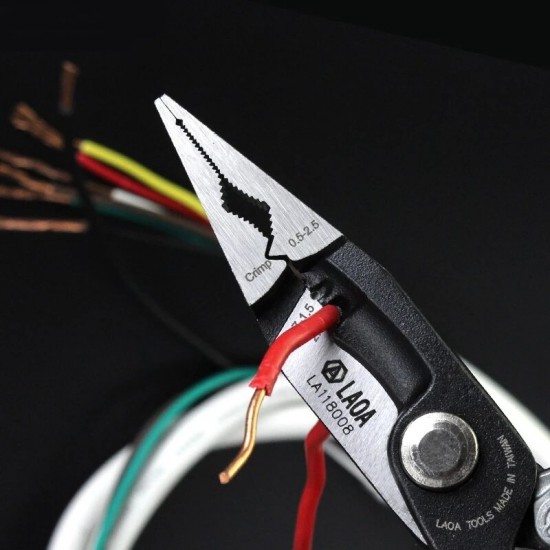 8inch Crimping Tools Needle-nose Pliers Multitool Nippers Cable Wire Stripper Aalicate Long Nose Pliers With Lock Function