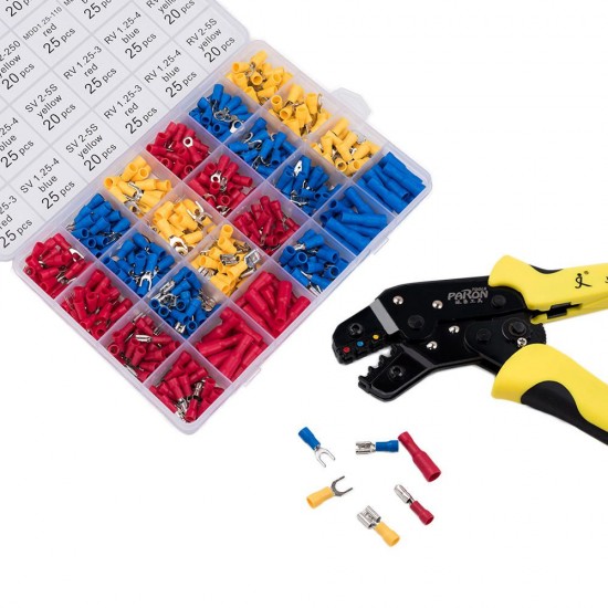 JX-1601-01T AWG24-14 Crimper Plier Wire Crimper Tools Kit Ratchet Plier Hand Tools with 500Pcs Terminals JX-1601-01T AWG24-14 Crimper Plier Wire Crimper Tools Kit Ratchet Plier Hand Tools with 500Pcs Terminals