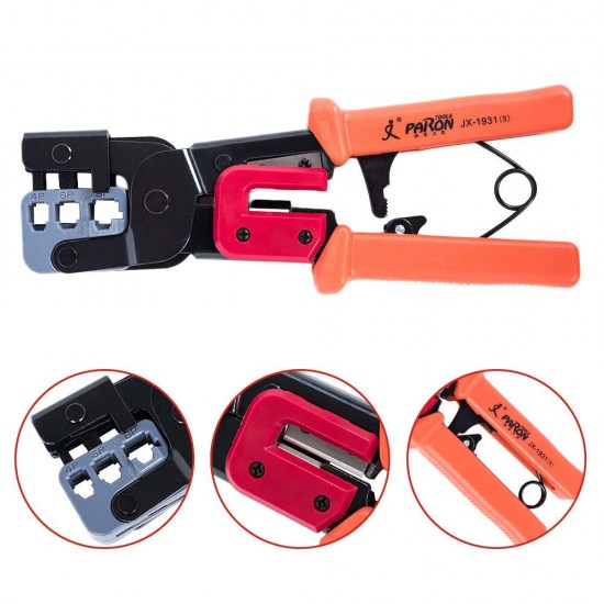 JX-1931S Multifunctional Ratchet Crimping Tool Terminals Pliers Hand Tool Aplication For 4,6,8 Poles Modular Connector RJ45.RJ22,RJ11,RJ12