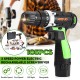 105Pcs 12V Electric Screwdriver Drill 15+1 Gear Double Speed LED Rechargeable with Lithium Battery