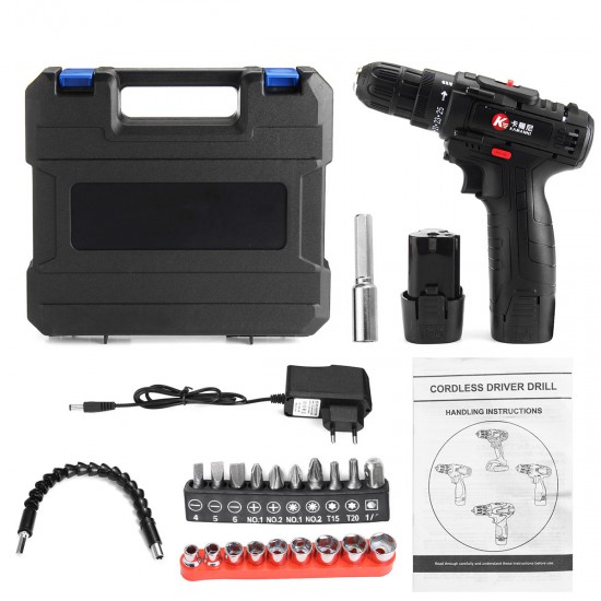 12/18V Universal Cordless Electric Drill Rechargeable Hand Drill 2 Lithium Battery With Accessories Case 12/18V Universal Cordless Electric Drill Rechargeable Hand Drill 2 Lithium Battery With Accessories Case