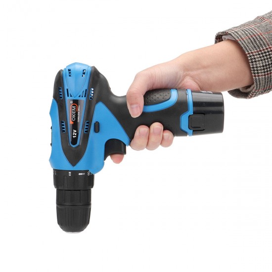 12V 1300mAh Cordless Drill Driver Screw Electric Screwdriver with 2 Lithium-ion Battery