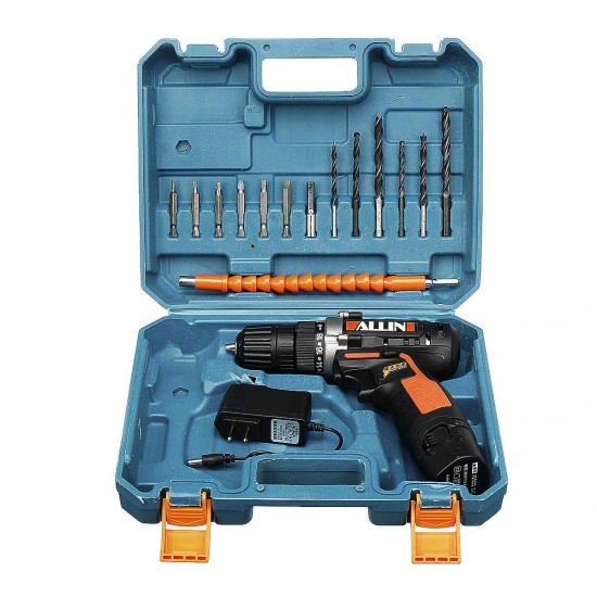 12V 1.5 Ah Lithium Battery Power Drill Cordless Electric Hand Drill Bits Set Rechargeable 2 Speed Electric Drill Driver